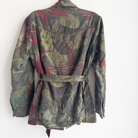 Desigual Army Green Floral Belted Casual Jacket 46/M - Picture 6 of 7